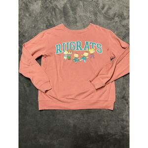 Rugrats Graphic Sweatshirt Junior Girls M Pink Nickelodeon Cartoon 90s Y2K VTG